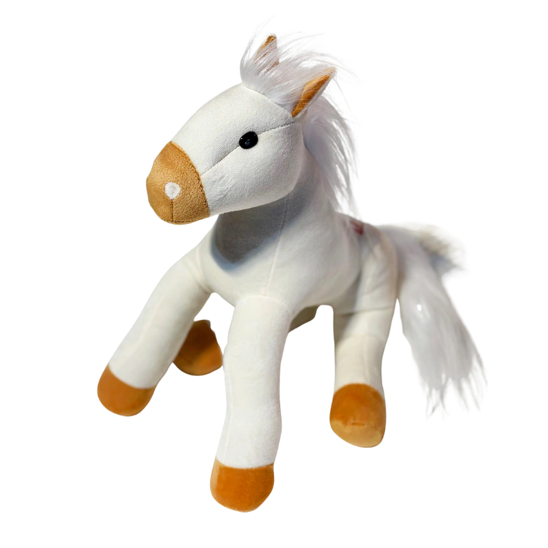 Caballo de peluche blanco con patas y crin color crema peluche caballo crema