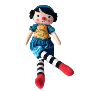 Muñeca payaso con vestuario colorido y cara sonriente muñeco payaso Tarumbita